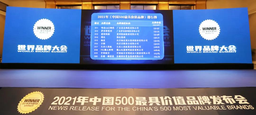 228.65亿！佛山照明连续16年入选中国500最具价值品牌榜单(图1)